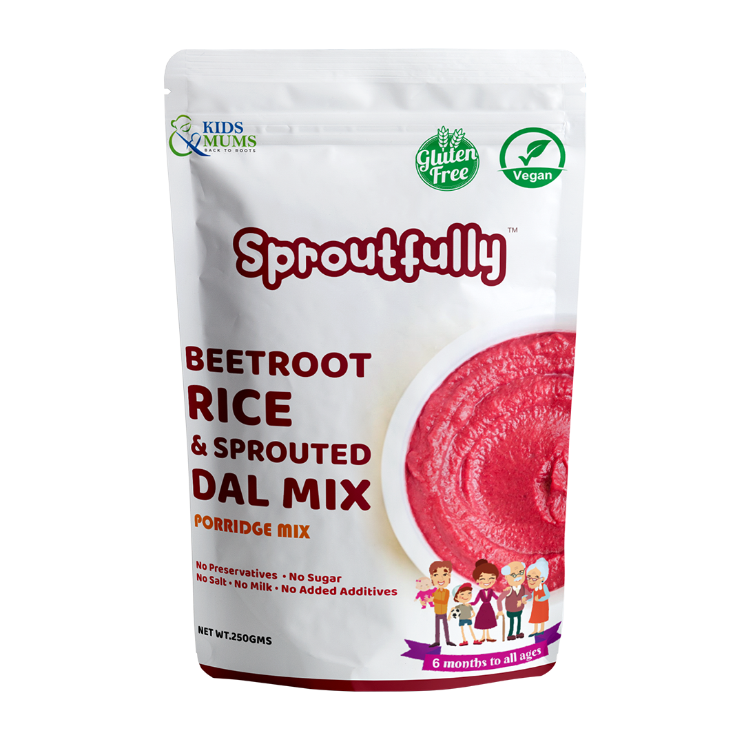Beetroot Rice And Sprouted Dal Mix